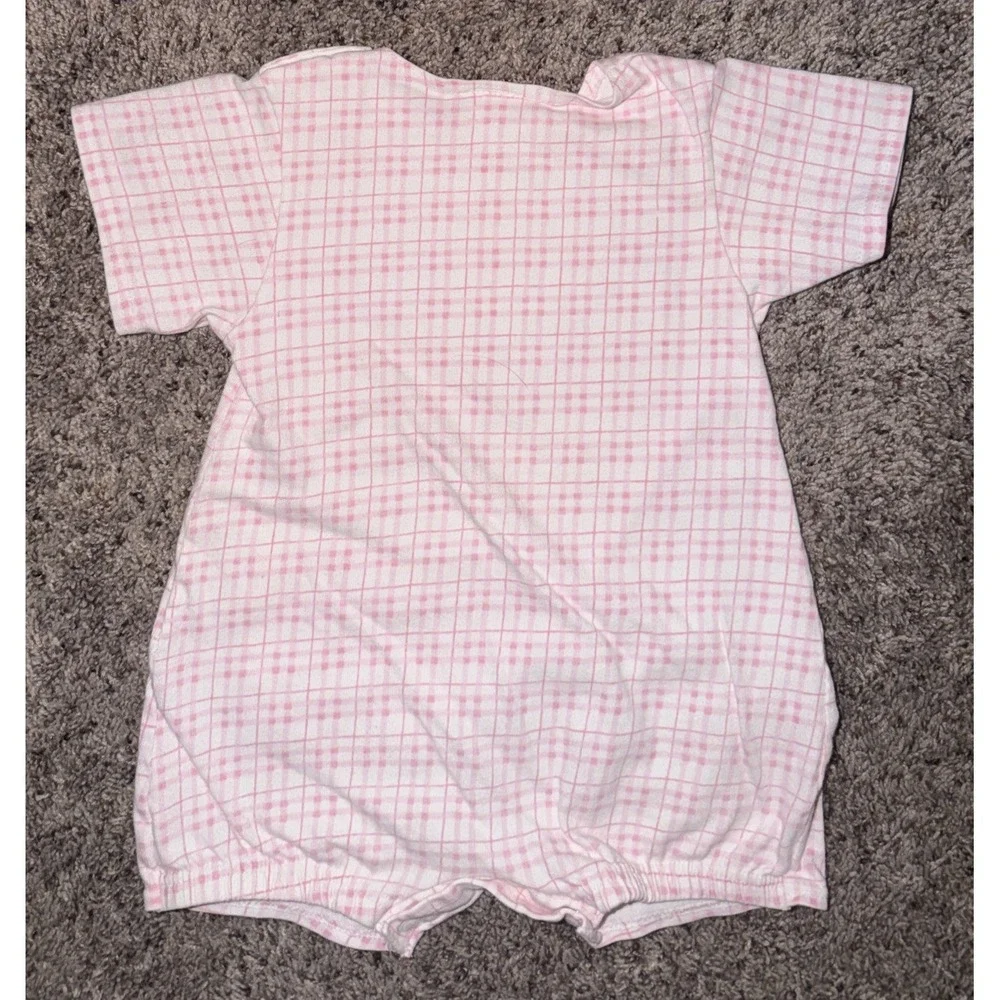 Vintage Carter's Baby Romper 9-12M‎ Pink Plaid Bunny On Pocket USA Made